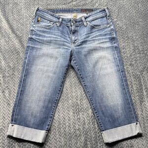 AG Adriano Goldschmied Crop Jeans 31R USA Made Distressed Cuffed Capri‎ Stretch